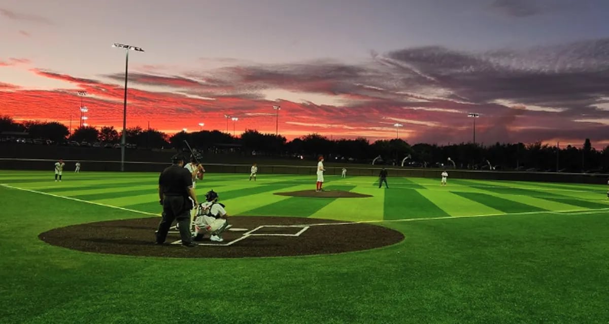Lou Palmer Memorial Adult Baseball Tournament at sunset