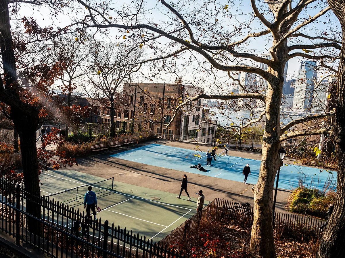 pickleball courts in a city setting