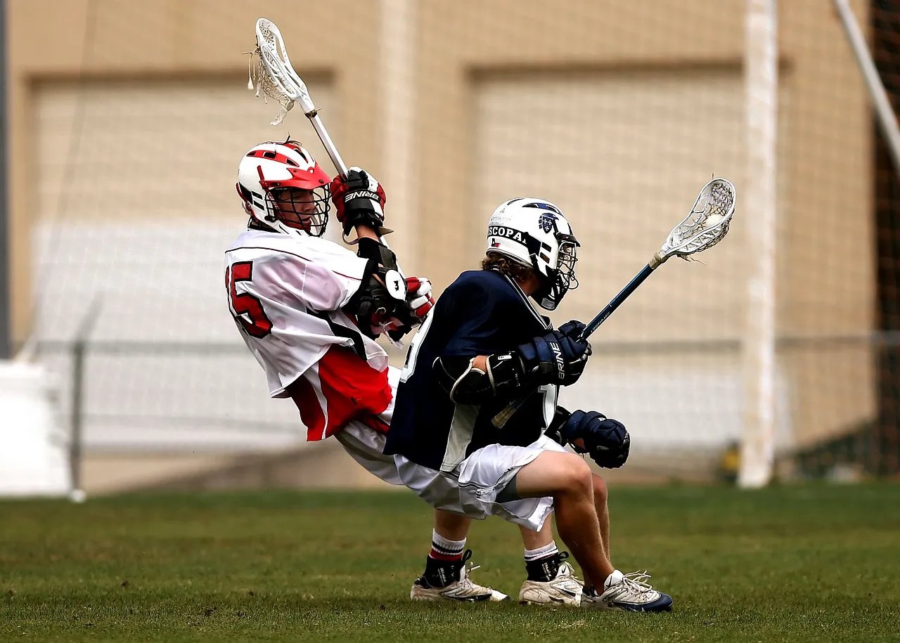 mens field lacrosse players in game