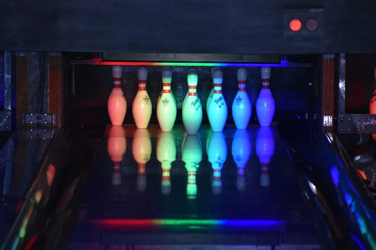 rainbow bowling pins