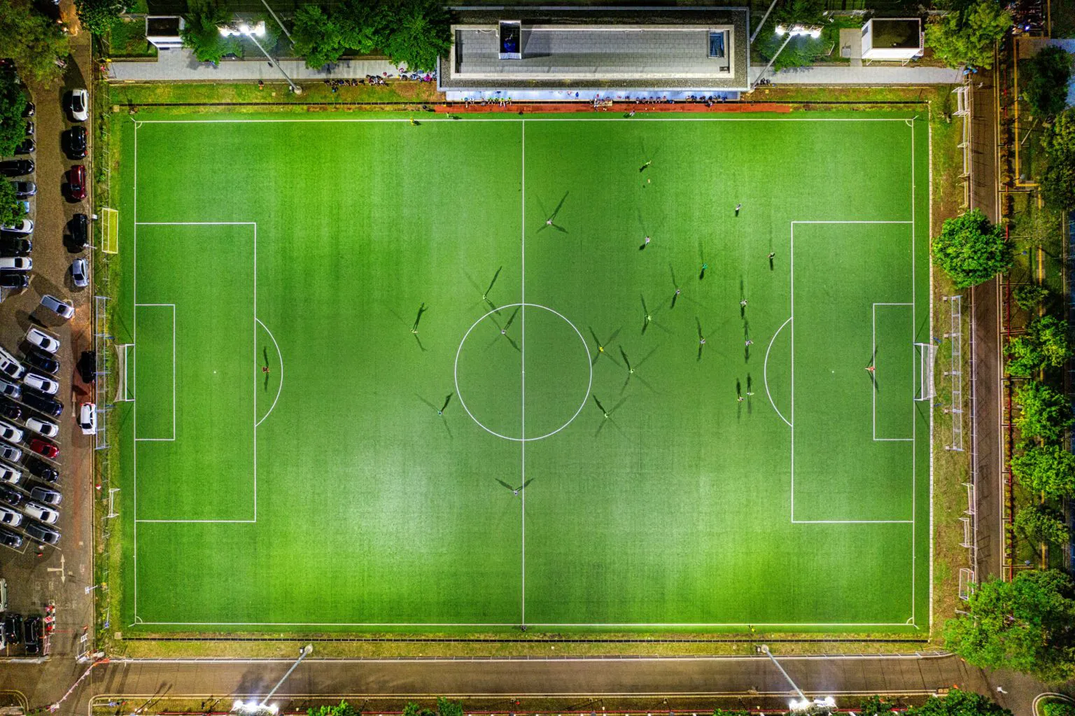 aerial soccer field