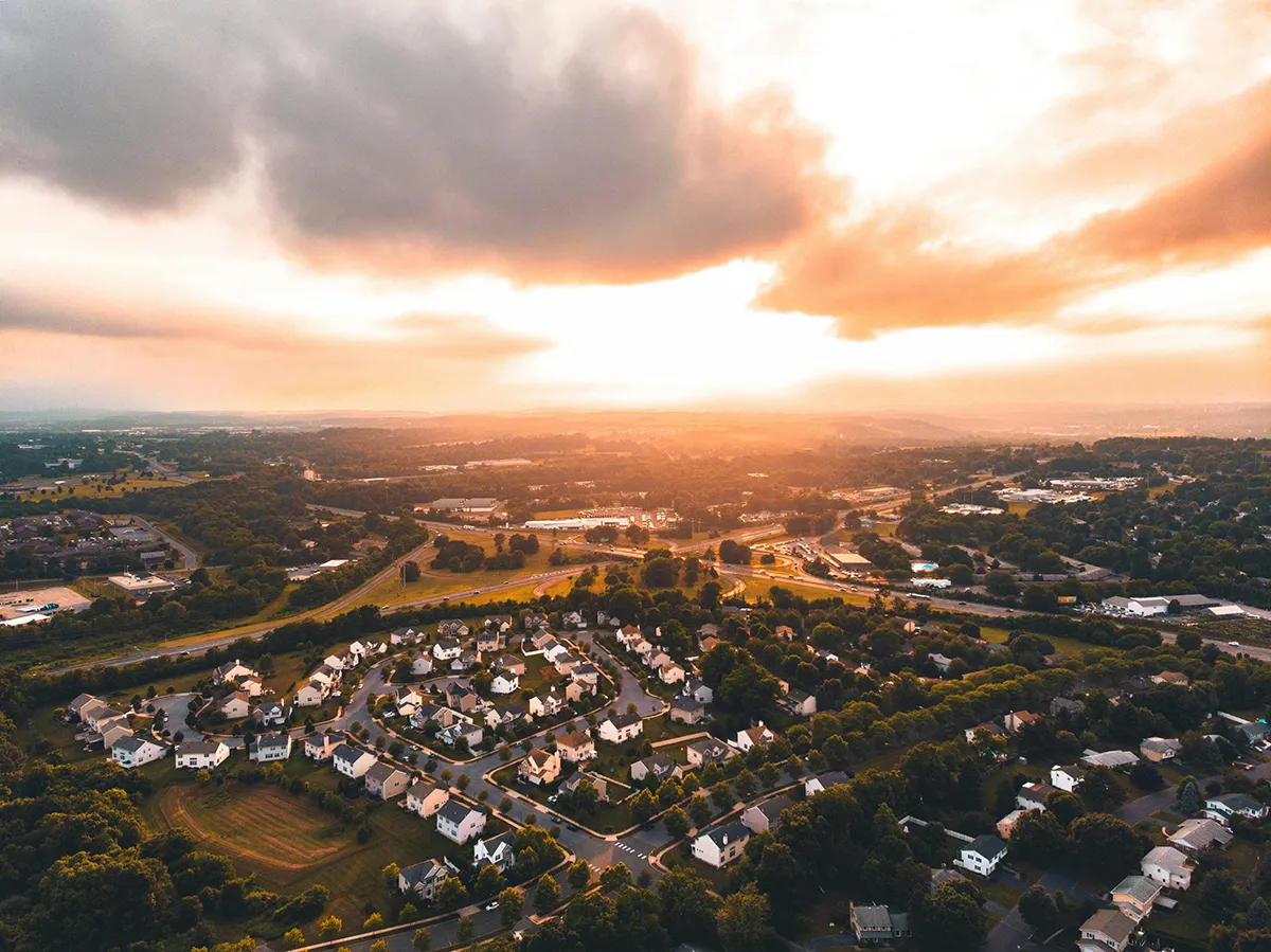 aerial view of a residential neighborhood in allentown