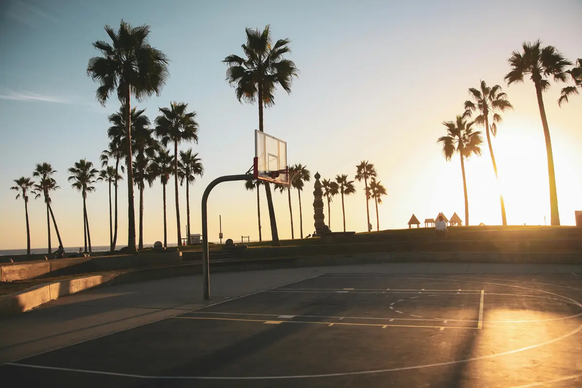 adult basketball court by beach