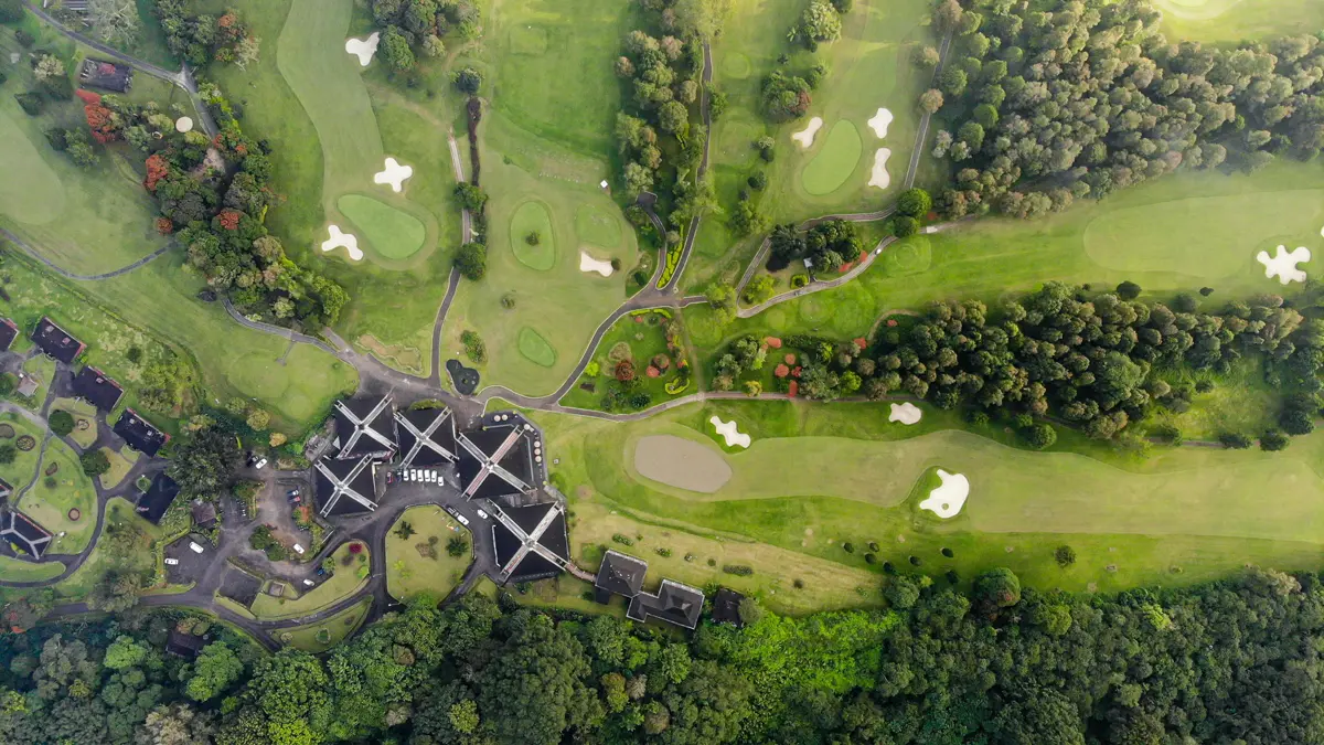 overhead view of a golf course