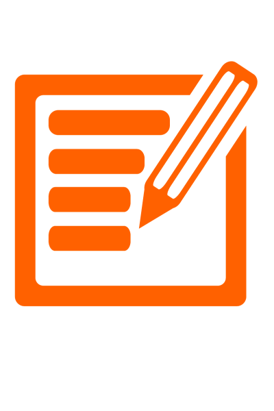 orange pen and paper icon