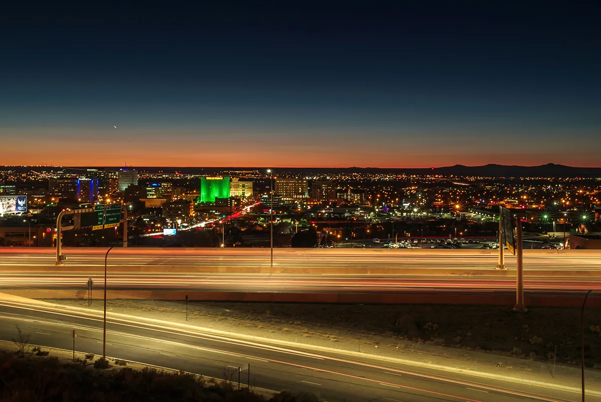 albuquerque cityscape at night