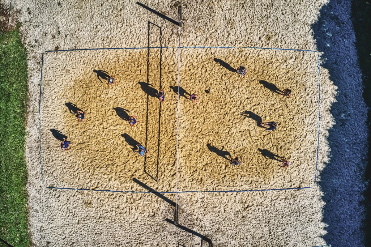 sand volleyball court overhead image