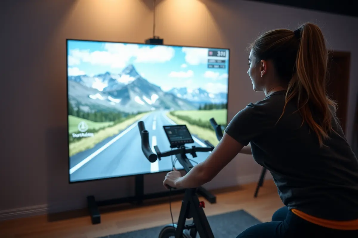 woman on stationary bike